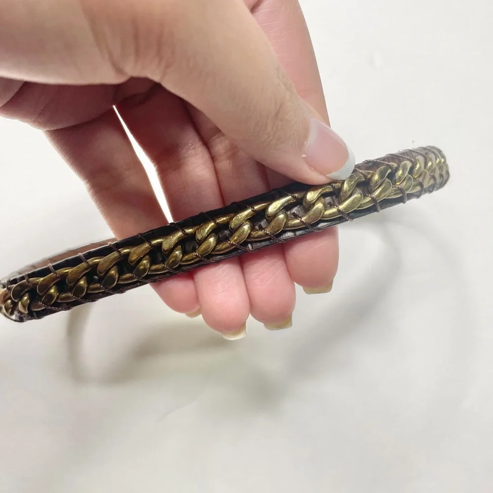 Michael Kors Leather Chain Wrap Bracelet in Brown Gold - Picture 3 of 5